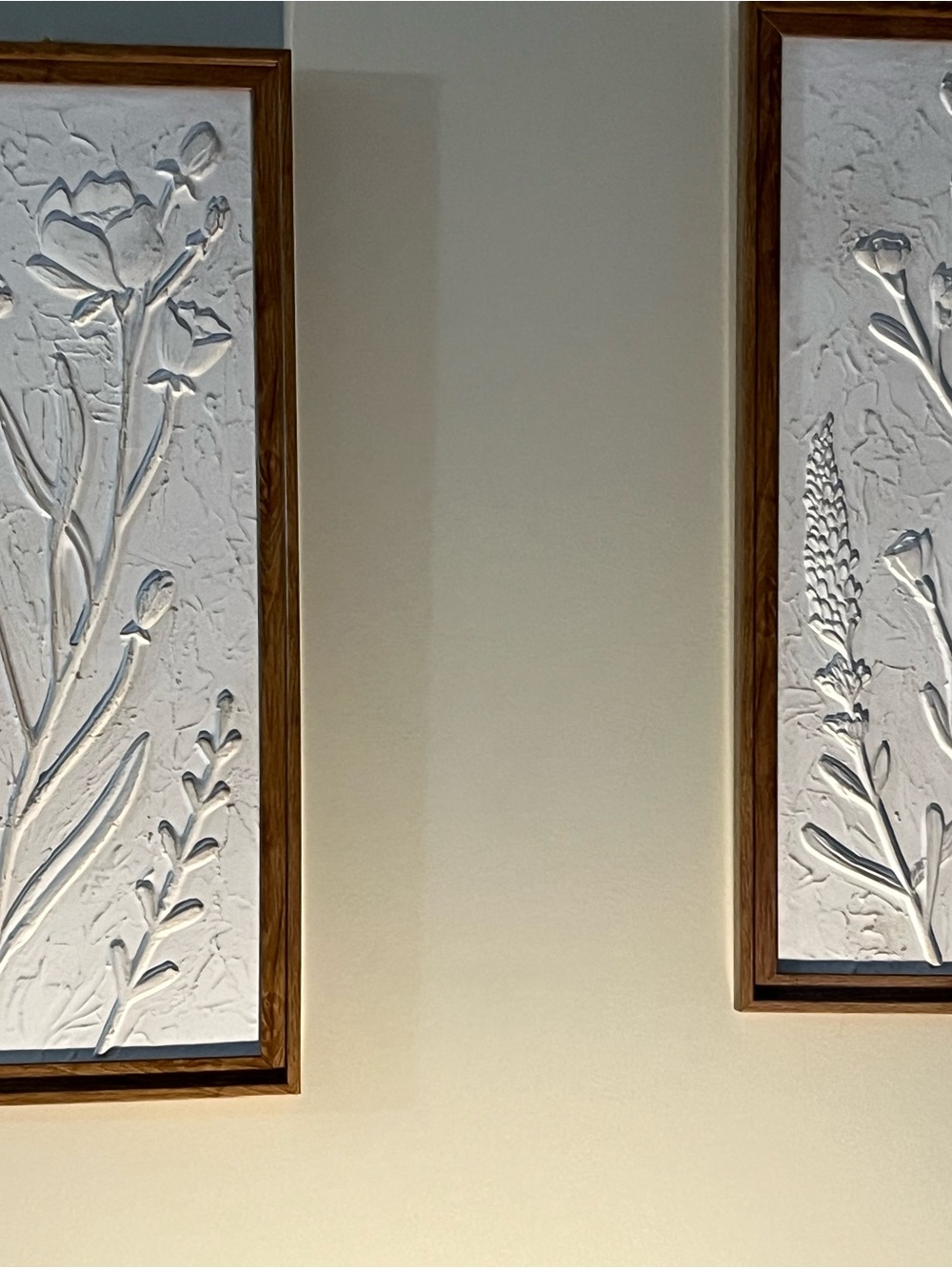 Framed White Relief Floral Wall Art by